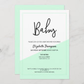 シンプル緑のモダン赤男女兼用ちゃんシャワー 招待状 (正面/裏面)
