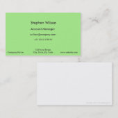 シンプル緑の名刺の独身の色 名刺 (正面/裏面)