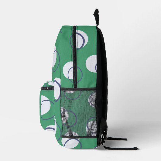 シンプル緑の幾何学円モノグラムイニシャル プリントバックパック (右)