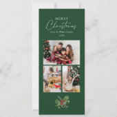 シンプル緑の葉クリスマス家族の写真 シーズンカード (正面)