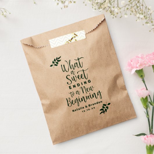 シンプル緑の離れは何と甘いエンディング結婚 フェイバーバッグ (封をした状態)