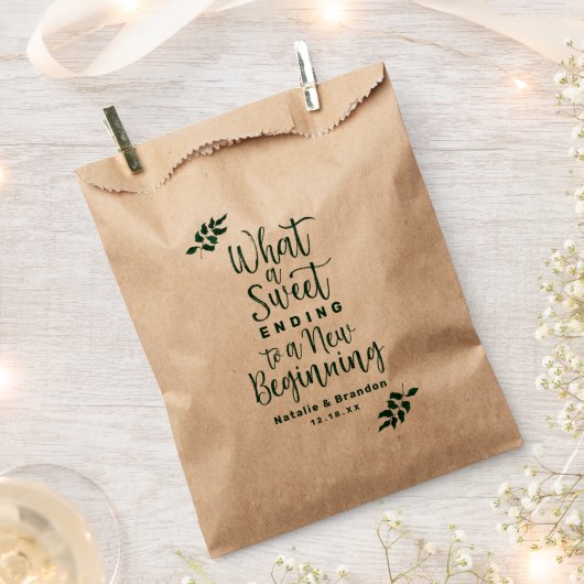 シンプル緑の離れは何と甘いエンディング結婚 フェイバーバッグ (クリップ留めされた状態)