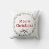 シンプル緑の離れ家族の名前のリース クッション (正面)