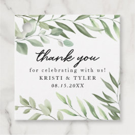 シンプル緑の離れ結婚式用シール フェイバータグ