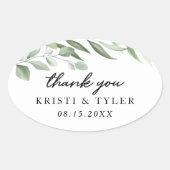 シンプル緑の離れ結婚式用シール 楕円形シール (正面)