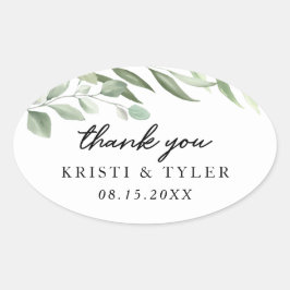 シンプル緑の離れ結婚式用シール 楕円形シール