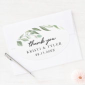 シンプル緑の離れ結婚式用シール 楕円形シール (封筒)