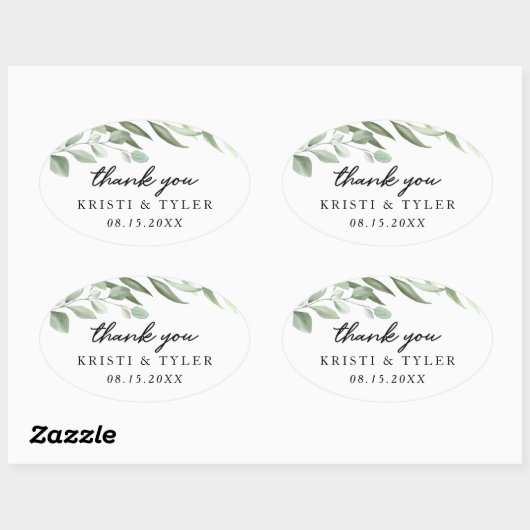 シンプル緑の離れ結婚式用シール 楕円形シール (シート)