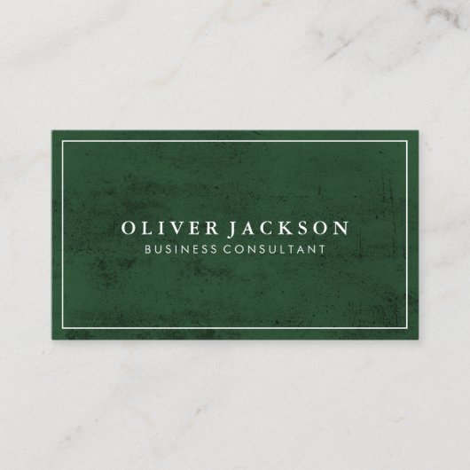 シンプル緑テクスチャー白ミニマ縁どリスト 名刺 (正面)