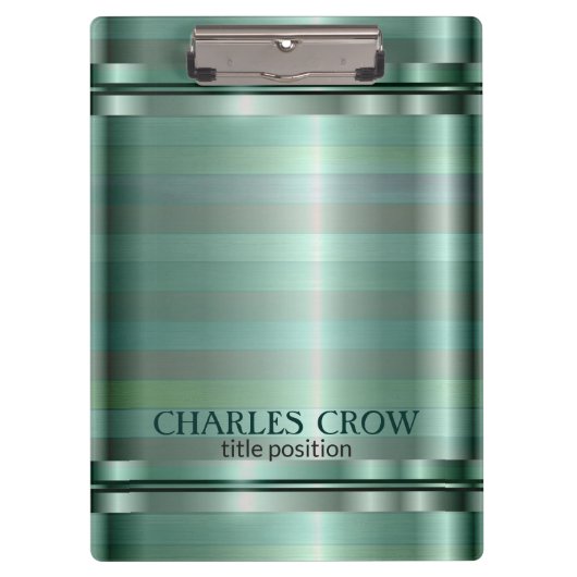 シンプル緑トーンストライプ クリップボード (正面)
