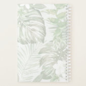 シンプル緑モダン白パームリーフプリント プランナー手帳 (裏面)