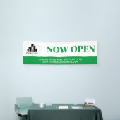 シンプル緑白ロゴを開く 横断幕 (トレードショー)