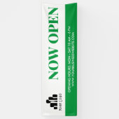 シンプル緑白ロゴを開く 横断幕 (縦)