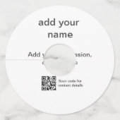 シンプル緑色ミニマルテキスト名の追加スキャンQR co ワイングラスタグ (裏面)