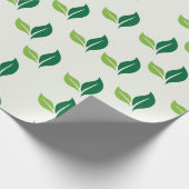 シンプル緑葉パターン（の模様が）ある ラッピングペーパー (角)
