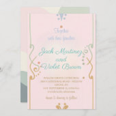 シンプル線とソフトカラーの結婚式招待状 招待状 (正面/裏面)