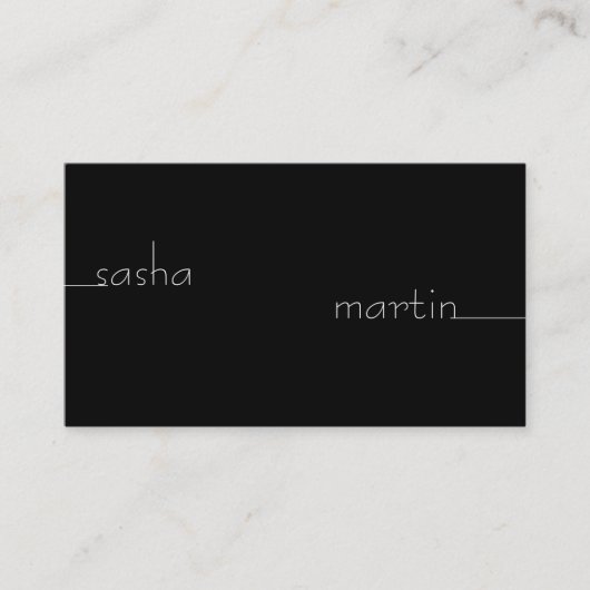 シンプル線と文字の変化（黒） 名刺 (正面)