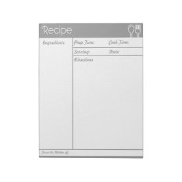 シンプル線なしグレーレシピ ノートパッド