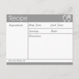 シンプル線なしグレーレシピ ポストカード
