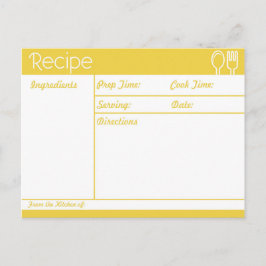 シンプル線なし黄レシピ ポストカード