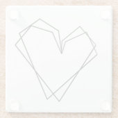 シンプル線ハート二重白黒 ガラスコースター (裏面)