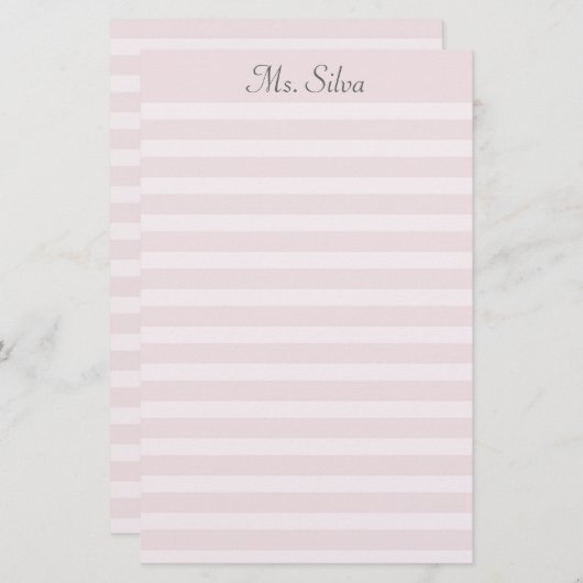 シンプル線パーソナライズされた文具：ほこりっぽいバラ 便箋 (正面/裏面)