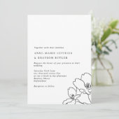 シンプル線描白黒花結婚の 招待状 (スタンド正面)