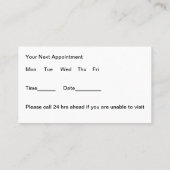シンプル編集可能な医療アポイントメントカード 予約カード (裏面)