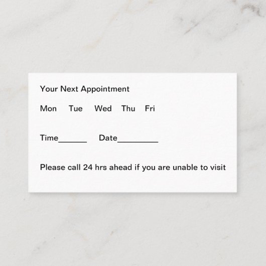 シンプル編集可能な医療アポイントメントカード 予約カード (裏面)