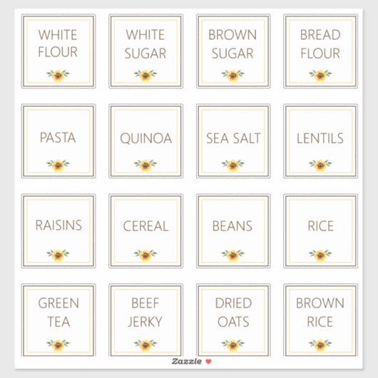 シンプル編集可能ひまわり花キッチンパントリー シール (シート)