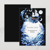 シンプル編集可能アドベンチャーパイレーツ誕生日 サンキューカード (正面/裏面)