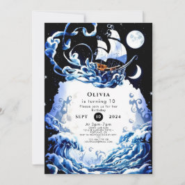 シンプル編集可能アドベンチャーパイレーツ誕生日 招待状