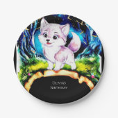 シンプル編集可能ウルフ誕生日 ペーパープレート (正面)