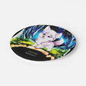 シンプル編集可能ウルフ誕生日 ペーパープレート (アングル)