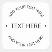 シンプル編集可能モダン文字 |白と黒 スクエアシール (正面)