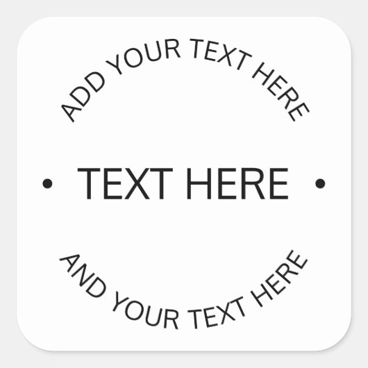 シンプル編集可能モダン文字 |白と黒 スクエアシール (正面)