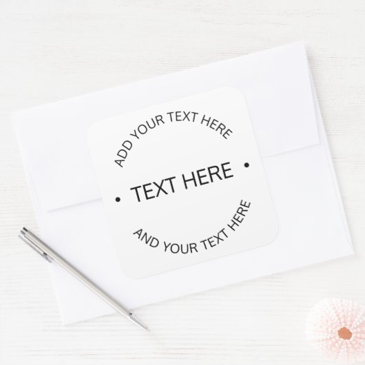 シンプル編集可能モダン文字 |白と黒 スクエアシール (封筒)