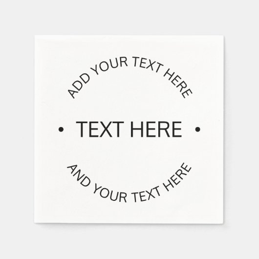 シンプル編集可能モダン文字 |白と黒 スタンダードカクテルナプキン (正面)