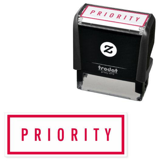 シンプル縁どはっきりしたRed Priority セルフインキングスタンプ (インサイチュ)