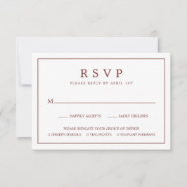 シンプル縁どチョイス結婚ブルゴーニュ 出欠カード