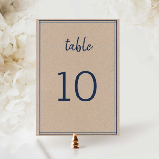 シンプル縁どネイビー結婚クラフト テーブルナンバー