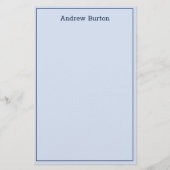 シンプル縁どパーソナライズされた紙 |青 便箋 (正面)