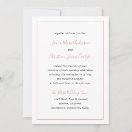 シンプル縁どフォーマル赤面ピンクエレガントウェディング 招待状