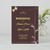 シンプル縁ど枝WETHリボロンデザイン 箔招待状 (立ち正面)