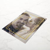 シンプル縁ど金ゴールド結婚写真 箔招待状 (回転した状態)