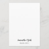 シンプル縁ど黒書結婚道 メニュー (裏面)