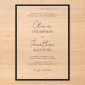 シンプル縁ど黒白結婚文字 アクリル招待状 (正面)