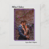 シンプル縁どOverlay Photo Wedding日付を保存 案内ポストカード (正面)