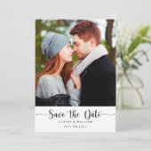 シンプル縦型エレガント写真日付カードの保存 セーブザデート (スタンド正面)