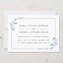 シンプル繊細な離れ風通しのフレーム。フォーマル結婚 招待状